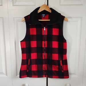 Vintage Chaps Women's Buffalo Check Fleece Vest Size LG Cabin Gorpcore Christmas